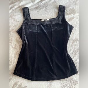 CAbi Black Velvet Square-Neck Tank Top